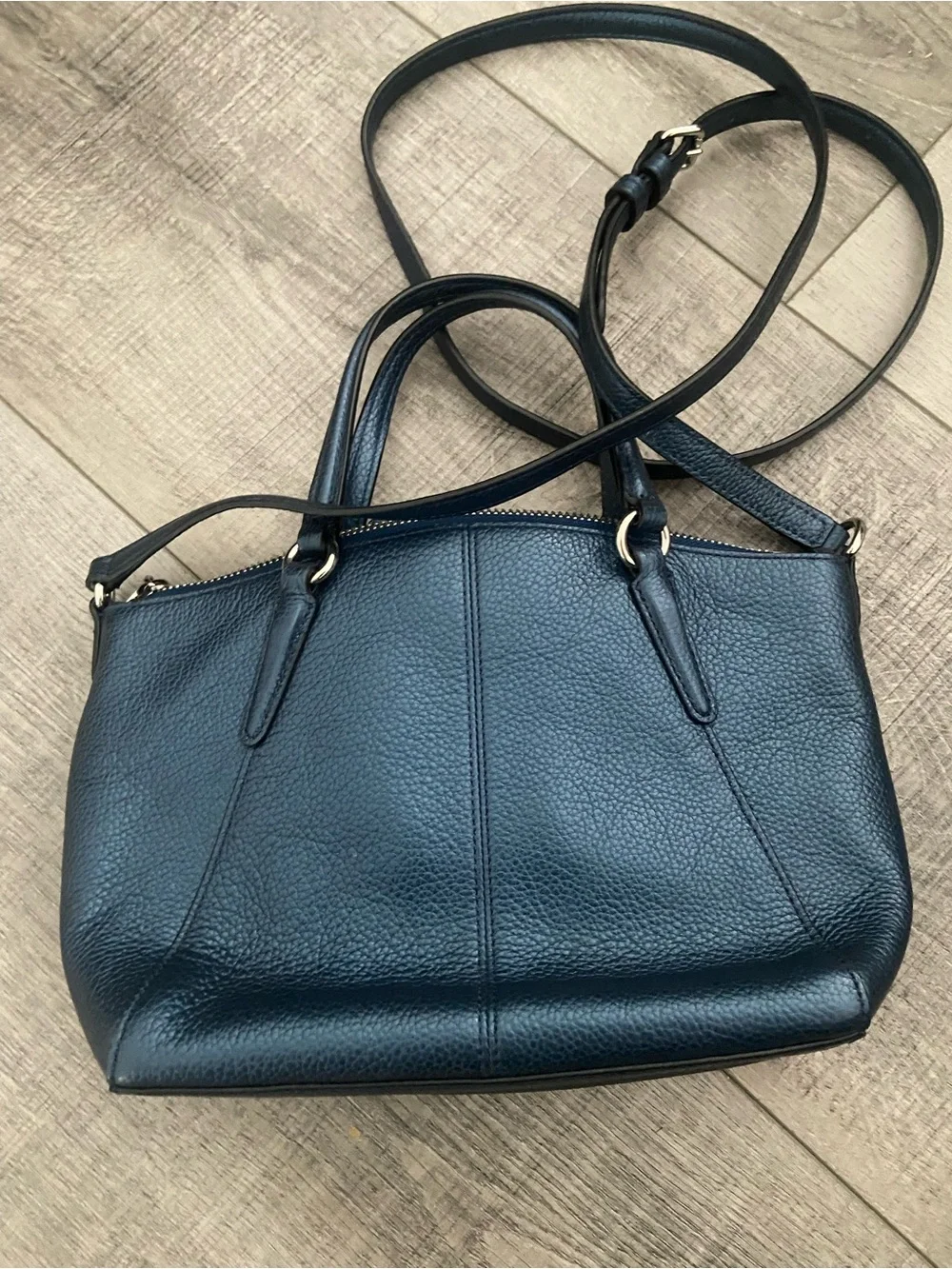 Coach Pebbled Leather Mini Satchel in Deep Blue